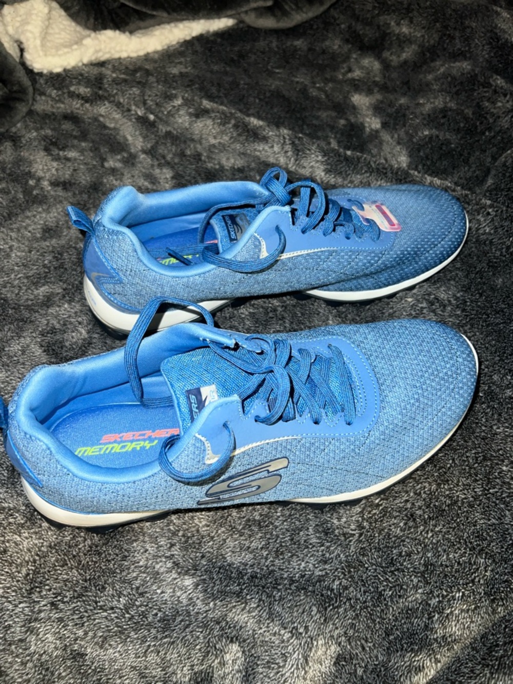 Skechers Skech-Air Light Blue Knit Lace-Up Sneakers - Picture 2 of 5